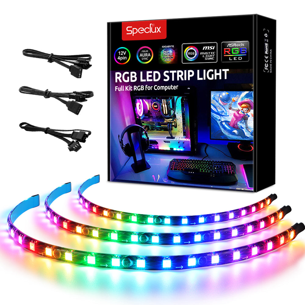 Addressable RGB  PC LED Strip Lights with 5V 3Pin RGB Header, 3PCS 63LEDS