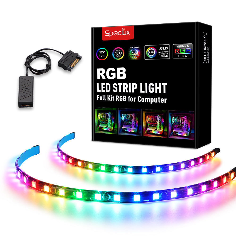 NEON Addressable RGB PC LED Strip, 2x15.7inch WS2812 RGB Rainbow Magnetic  ARGB Strip for 5V 3-pin Aura SYNC, Gigabyte RGB Fusion, MSI Mystic Light