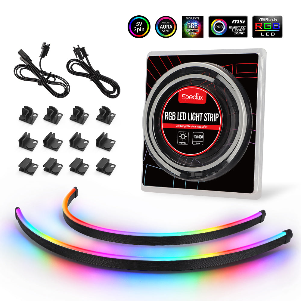  Speclux RGBIC - Tira de luz de PC para funda de juegos, barra  de luz LED direccionable magnética arcoíris, cabezal ARGB de 3 pines de 5 V  para ASUS Aura SYNC