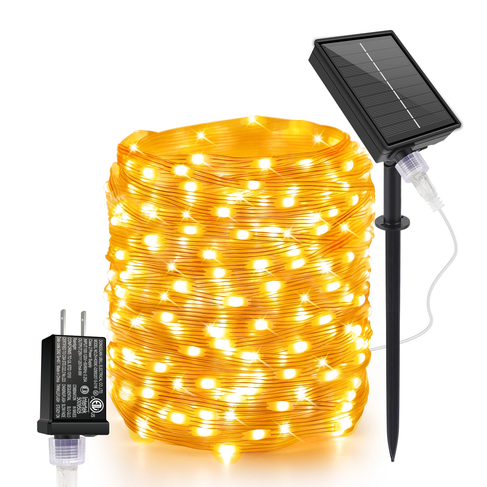 164FT Outdoor Solar LED String Lights Waterproof IP65, 400 LED with 8 –  Speclux